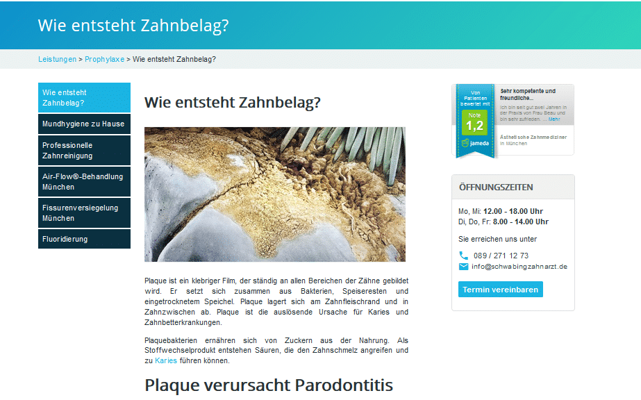 Unterseite_ABeau SEO Arbeit am Beispiel einer Zahnarztwebseite